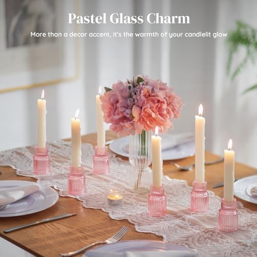 Glasseam Taper Candle Holders Bulk: 20 Pcs Small Candlestick for Christmas