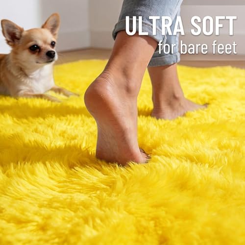 OLANLY 9x12 Machine Washable Large Area Rugs for Living Room, Bedroom, Soft Fluffy Shaggy Bedside Rug, Indoor Floor