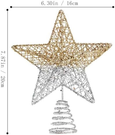 BinaryABC Iron Christmas Tree Star Topper,20cm Glittering Tree Topper