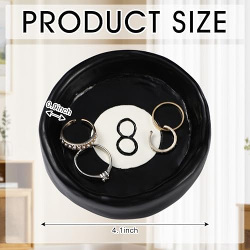 Ball 8 Jewelry Tray Trinket Dish 8 Ball Jewelry Tray Dish Desk Decor Resin Earrings / Black