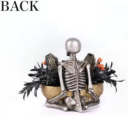 Halloween Decor Skull Table Centerpiece - Halloween Skull Bowl Decoraiton for Home Indoor Room Table Shelf Mantel - Resin Statue, 8 Inch Wide