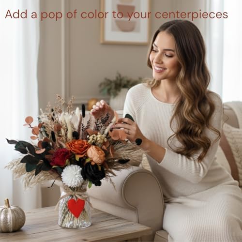 Fall Dried & Artificial Floral Centerpieces For Tables, Thanksgiving Decor