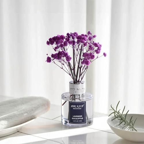 Airkeep Reed Diffuser Set,1.69 fl oz (50 ml) - Lavender Eucalyptus Oil Diffusers with 8 Reed Sticks,Home Fragrance Reed
