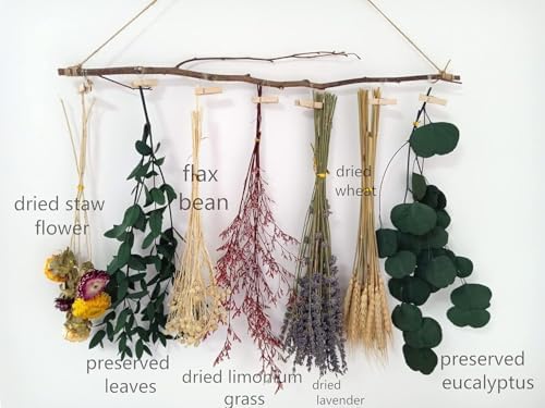 GHY Dried Flower Rack, Dried Flower Wall Hanging Farmhouse Wall Decor Dried Herb Rack - Lavender (Wheat)