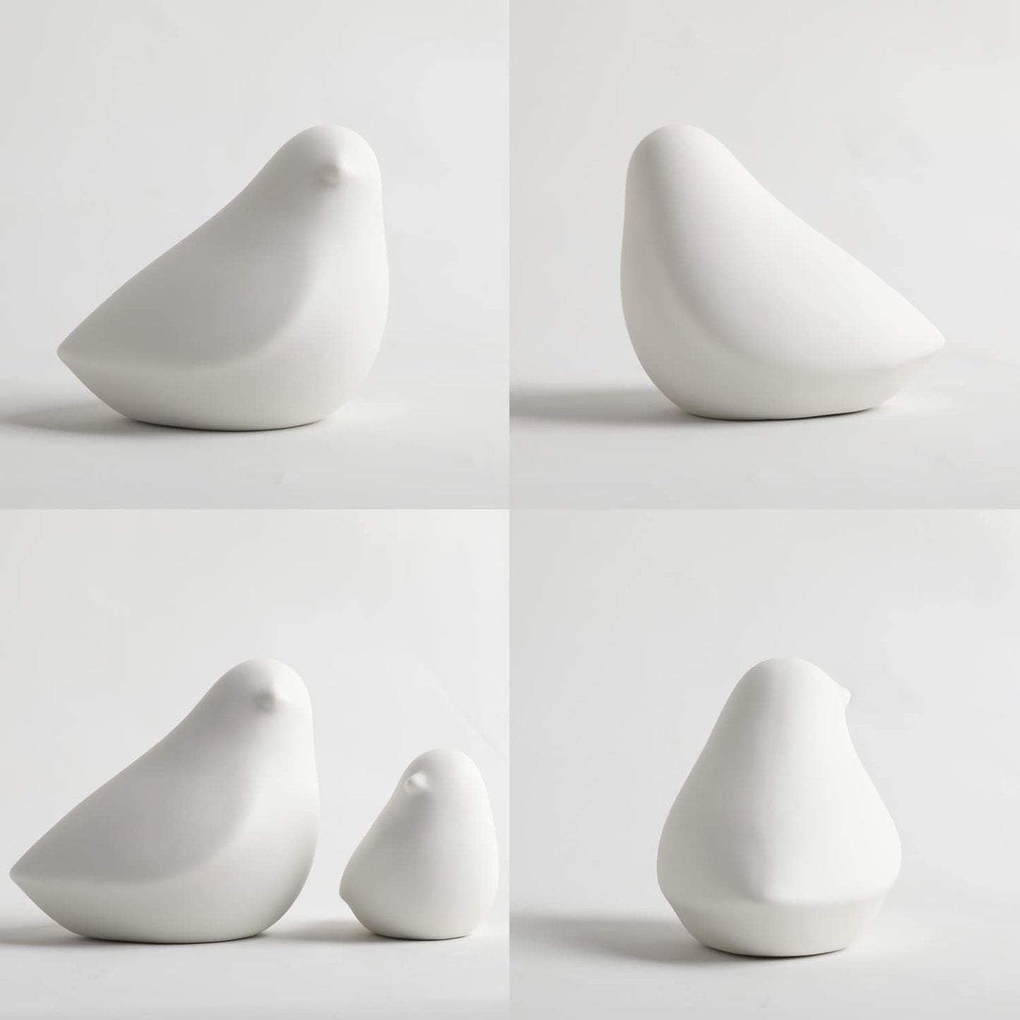 Ceramic Birds Figurines Small Birds Statues / White / Set of 2