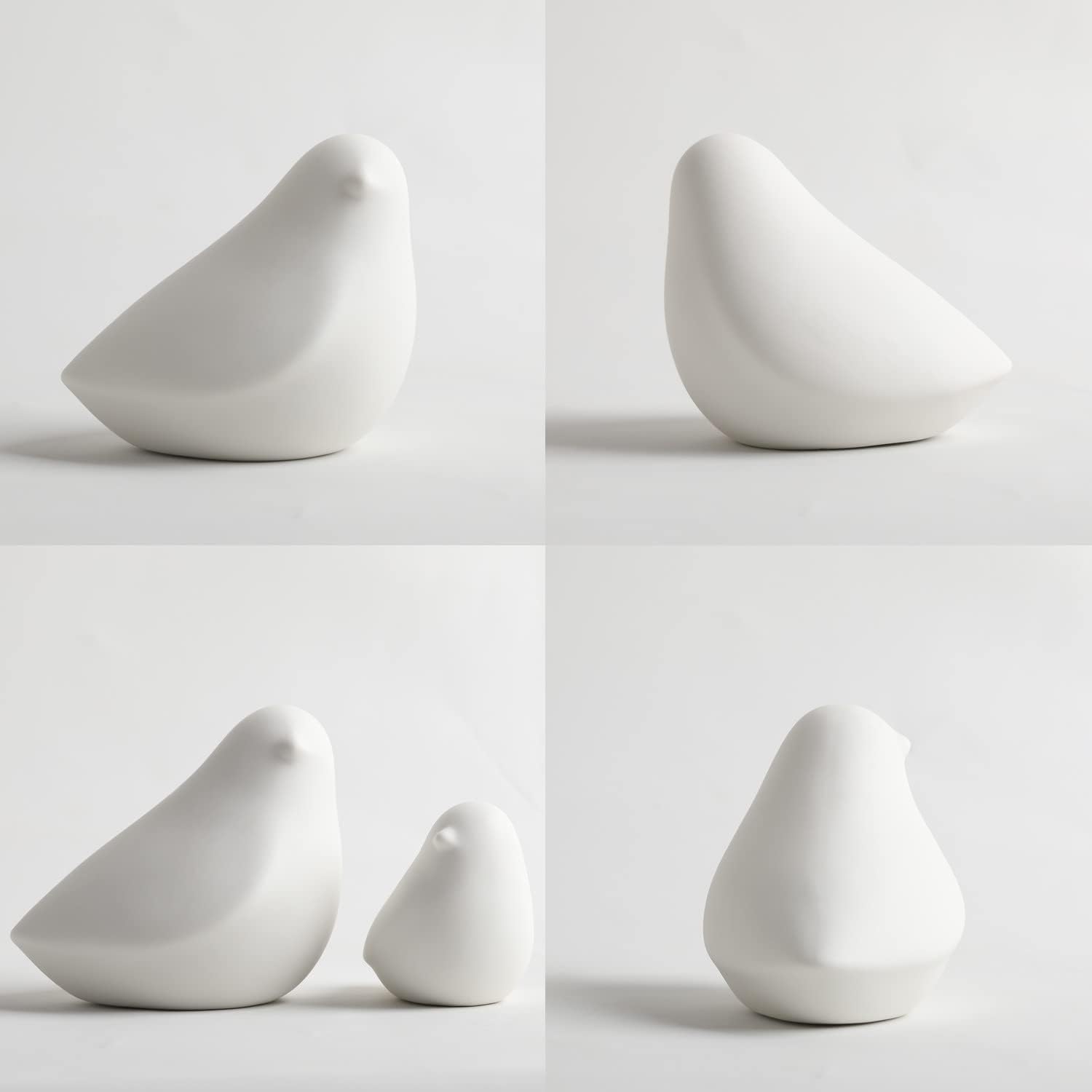Ceramic Birds Figurines Small Birds Statues / White / Set of 2