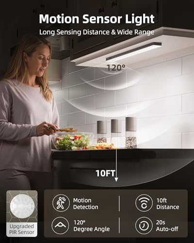 EZVALO 13inch Under Cabinet Lighting, 3200mAh Rechargeable Wireless Motion Sensor Lights, 96 LEDs, 3 Color Temps