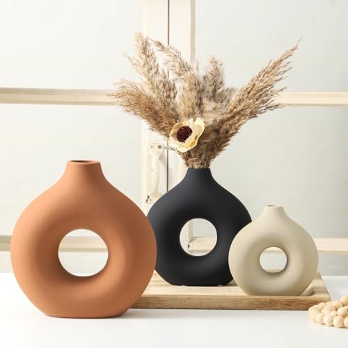 Ceramic Vase Home Table Decor / Rust / Set of 3