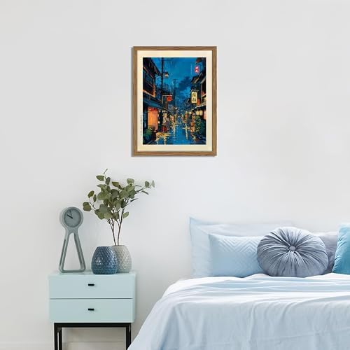 Framed Japanese Wall Art, Asian Tokyo Tea House Canvas Wall Decor Painting, Cool Japanese Night Posters Prints Pictures