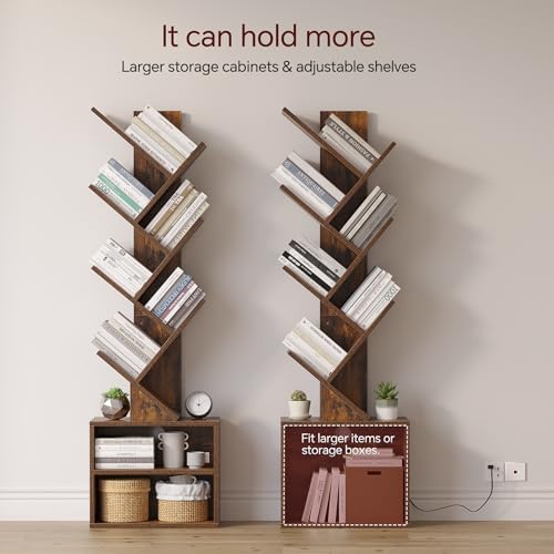 SUNMORY 6 Tier Tree Bookshelf with Lights, Bookcase with Storage Organizer