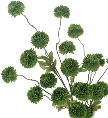 DuHouse 9pcs Faux Silk Pompon Mum Small Chrysanthemum Ball Green