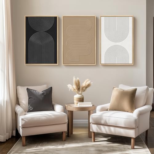 Framed Boho Abstract Wall Art Set, 3 Piece Modern 3D Artwork, 16x24 In