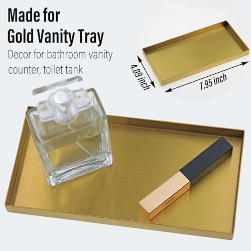 Metal Vanity Tray Lettering / Sanding Gold / 8 x 4.1 x 0.6
