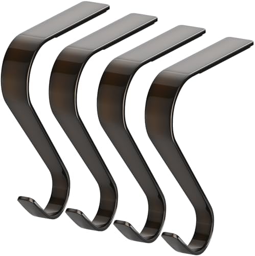 Christmas Stocking Holders for Mantle Set 4, Non-Slip Fireplace Hooks