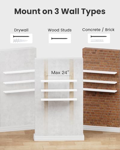 Amada 35.4" Floating Shelves for Wall Decor & Storage, Set of 3, White