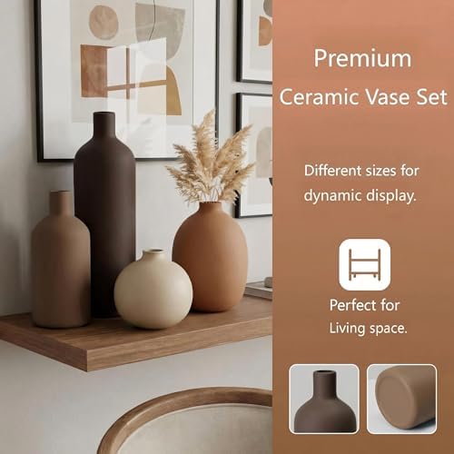 Ceramic Vase / Decorative Neutral Modern Flower Vases / Set of 4