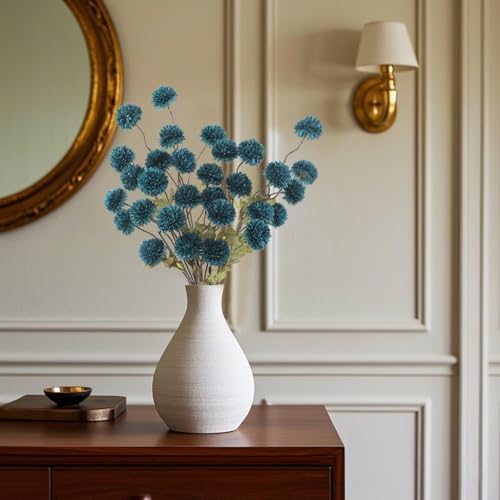 DuHouse 6pcs Artificial Flowers Faux Silk Pompon Mum Chrysanthemum Ball