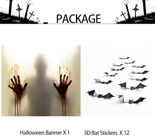 5X5ft Halloween Curtains Decorations Window Banner Cover Large Backdrop Wall Background Halloween Party Decorations for Home Outdoor Indoor