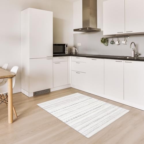 Nakagishi Boho 2x3 Washable Area Rug Non Slip Carpet for Entryway Gray