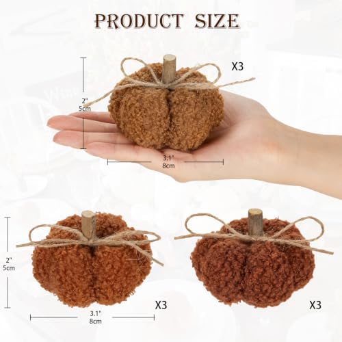9 Pcs Fall Pumpkins Decorations for Home, Artificial Mini Fabric Pumpkins