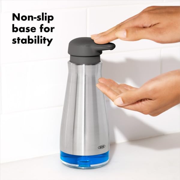 OXO Good Grips Stainless Steel Countertop Soap Dispenser | Refillable Soap Dispenser, Rust-Resistant Stainless Steel