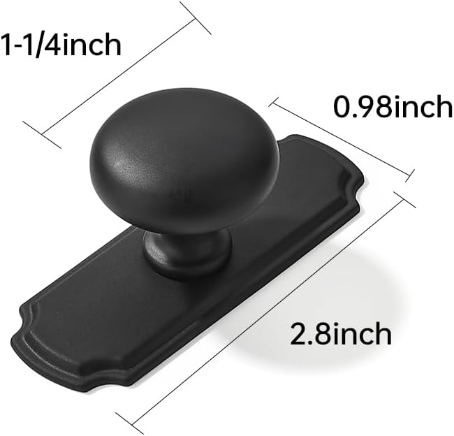 10 Pack 1-1/4 inch Backplate for Cabinet Knobs Matte Black Drawer Knobs Cabinet Hardware Vintage Aged with Backplate