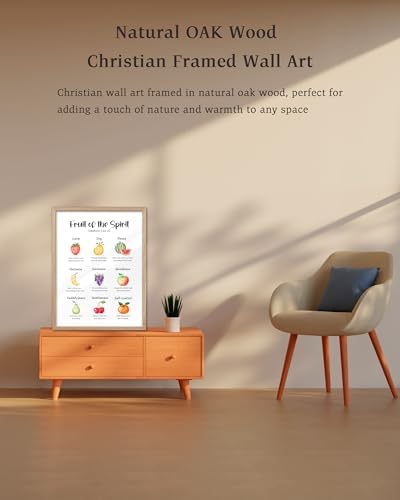 KensTro 12x16 Oak Framed Fruit of the Spirit Scripture Wall Art