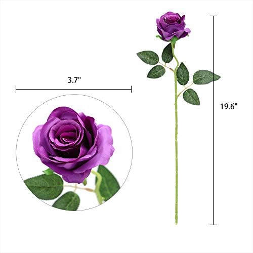 Nubry Artificial Silk Roses, 10Pcs Lifelike Fake Rose Bouquet, Purple Faux Flowers for Home Office Decor, Table Centerpiece, Wedding, Birthday Gift & Anniversary