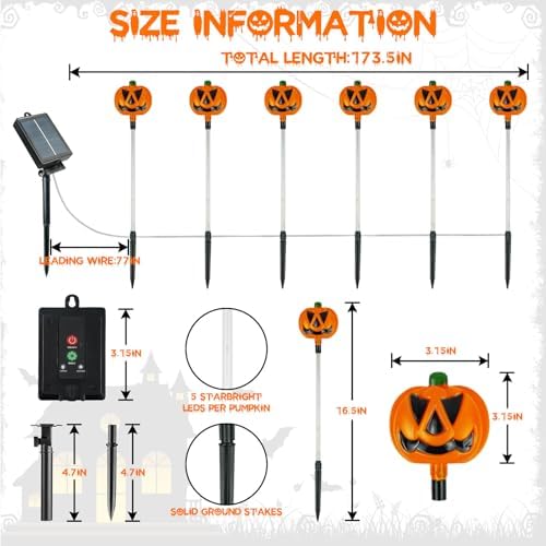 24 Pack Solar Pumpkin Lights Outdoor Waterproof for Halloween Decorations