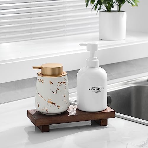 Small Wood Tray Pedestal Stand Farmhouse Bathroom Decor Decorative Wooden / Walnut / 8.7 x 3.6 x 1.6