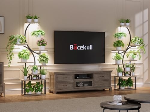 BACEKOLL Plant Stand Indoor with Grow Light, 8 Tier Corner Plant Shelf Tall