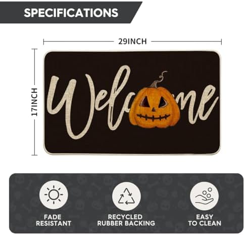 Artoid Mode Black Pumpkin Halloween Welcome Doormat 17x29 Inch