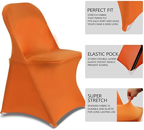 HAINARverS Folding Chair Covers for Wedding, 10pcs Orange