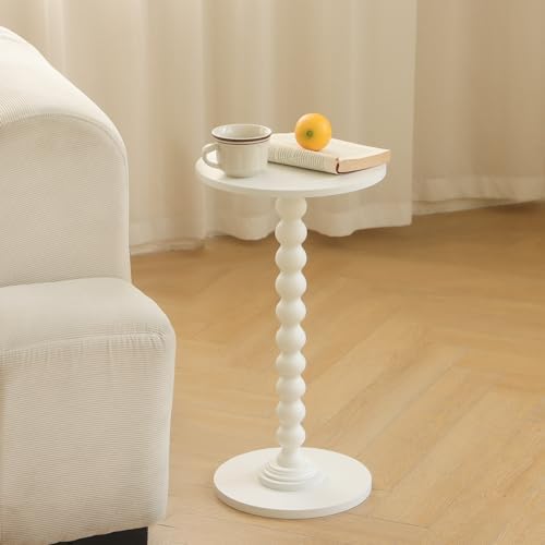 Fultyle Round Side Table, Small Drink Table for Small Spaces, Modern Accent End Table Nightstand with Solid Wood Leg