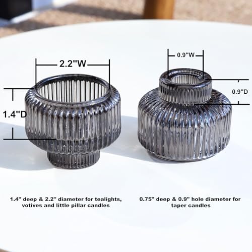 Woho Smoky Grey Candlestick Holders Set of 4 for Halloween/Daily Home Decor