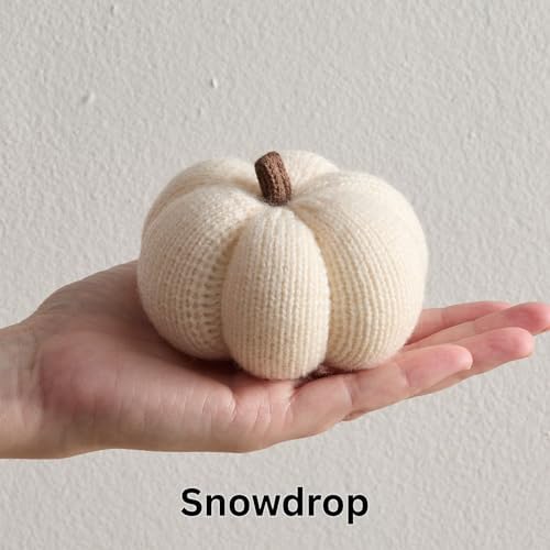 Cozy Mini Knit Set of 3 Ivory Pumpkins (Snowdrop Multi-Size Set)
