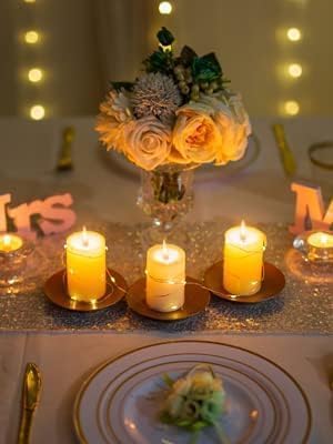 Pillar Plate Candle Holder / Gold / Set of 3