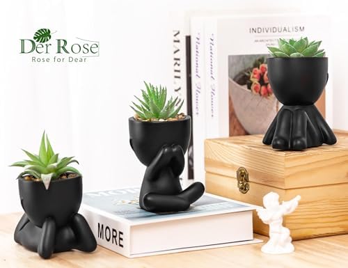 Fake Succulents Plants Artificial / Black / Set of 3