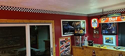 Checkered Flag Cars Wallpaper Border / Red / 4.5 Inch