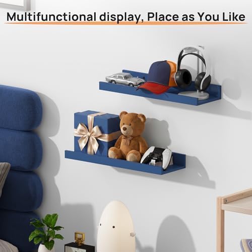 upsimples Floating Shelves for Wall Decor Storage, Navy Blue, 6Pcs, 15.7''