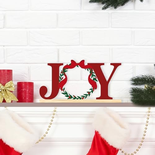 Metal Merry Christmas Joy Sign Decorations for Home Party Shelf Mantel