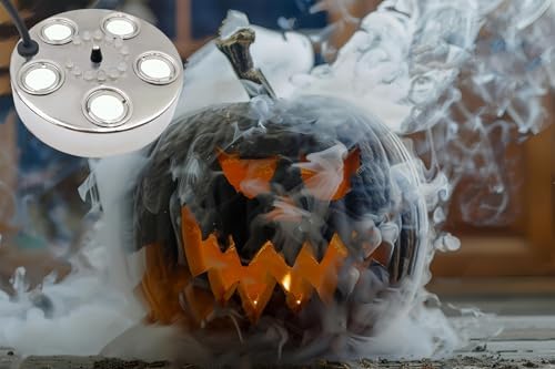 Halloween Party Mist Maker,Ultrasonic Water Pond Fountain Fogger 12 LED Red Yellow and Blue Light Flashes Aluminum Atomizer Air Humidifier for and Rockery Fish Tank Vase Birdbath Deco