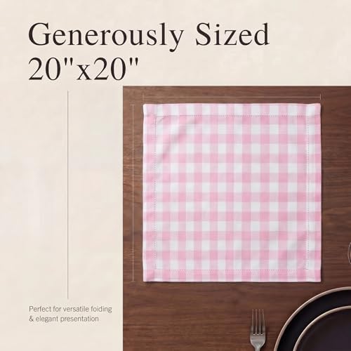 Urban Villa Cloth Napkins Cotton 12x12 (Set of 12) Pink/White