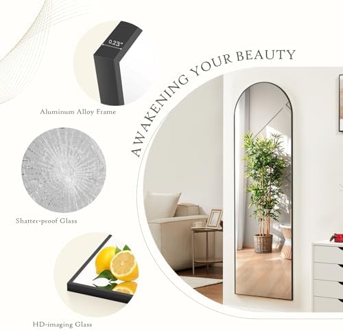 Arched Full Length Floor Mirror, 21"x64" Body Wall Mirror with Stand