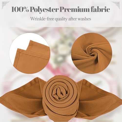 PLOYMONO Gold Brown Cloth Napkins - 8 Pack 17"x17" Polyester Dinner Napkins