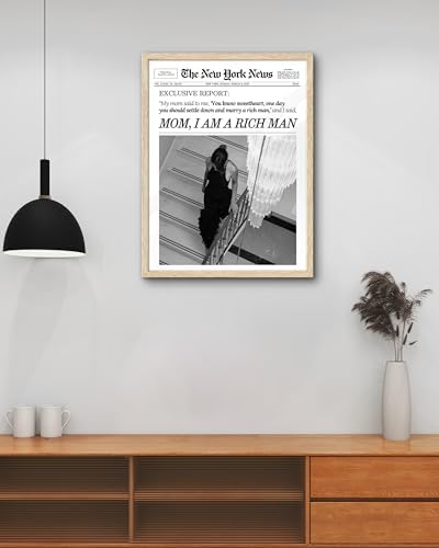EcoHest 16x20 in Mom I Am a Rich Man Newspaper Framed Wall Art