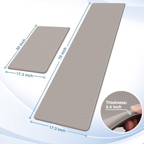 StepRite Kitchen Mats, 2PCS Kitchen Rugs, Cushioned Anti Fatigue Kitchen Mats for Floor, Non-Slip Standing Desk Mat