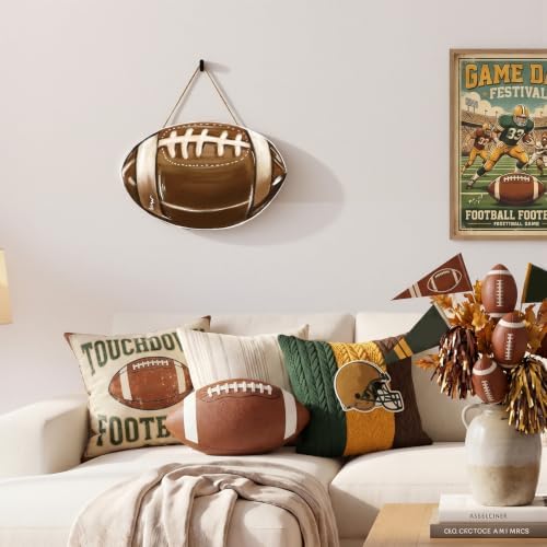 Smile Football Decor Wooden Door Hanger Football Season