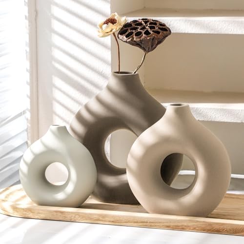 Ceramic Vase Home Table Decor / Farmhouse / Set of 3