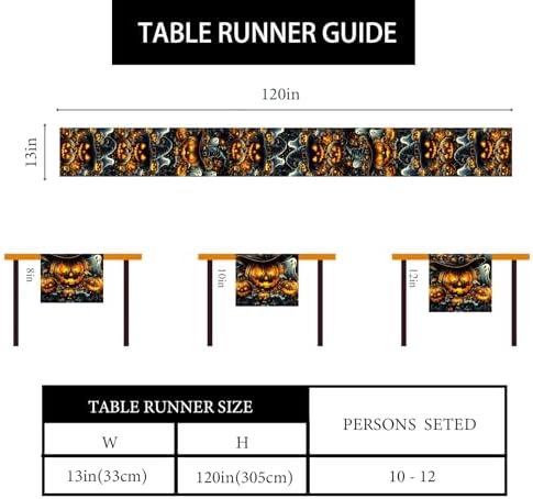 Ghost Pumpkin Table Runner Halloween Decorations for Home Decor